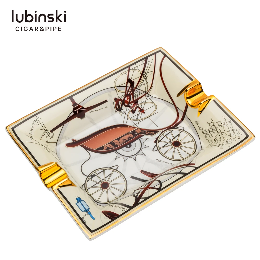 

LUBINSKI Ceramic Tobacco For Cigarette Ashtray Cigar Holder Stand Gadget With Gift Box