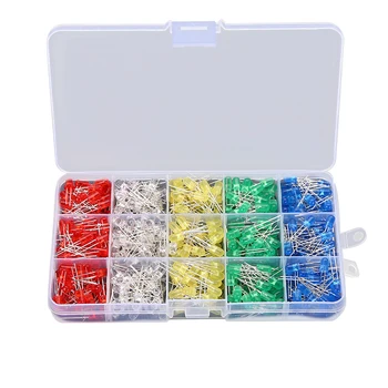 

500PCS 3mm LED Diode Light Assorted Kit DIY LEDs Set 3V 20mA White Yellow Red Green Blue diodes