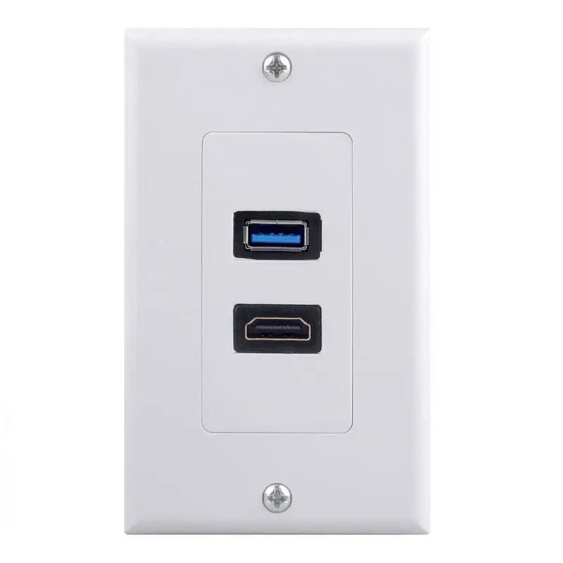1x2 порта HDMI+ USB 3,0 женская настенная Лицевая панель розетка удлинитель белый