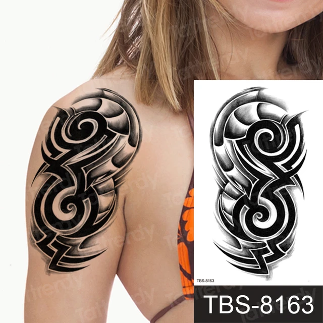 Temporary Sleeve Tattoo Wolf King Dragon Skull Black Henna Tattoo For Men Women Arm Shoulder Wrist Tattoos Waterproof Body Decal Temporary Tattoos Aliexpress