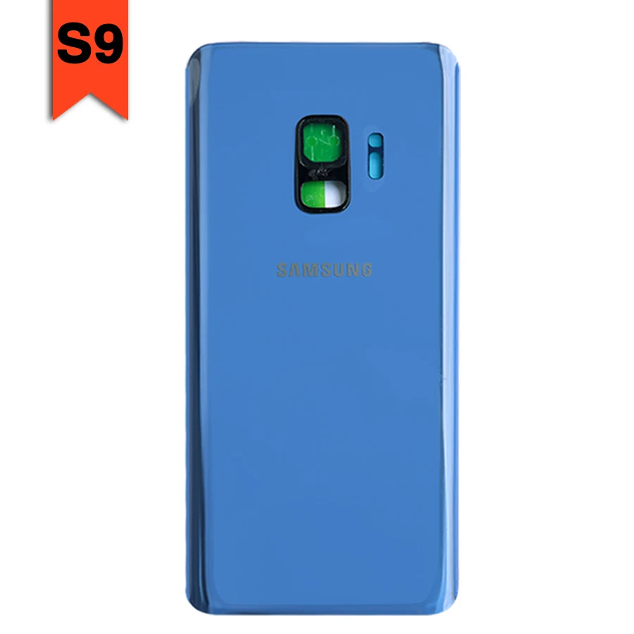 Чехол на заднюю панель S9 для samsung Galaxy S9 G960 S9 Plus S9+ G965F, задняя крышка на батарейку, задняя крышка на дверь, стекло с наклейкой - Цвет: S9 Plus Blue