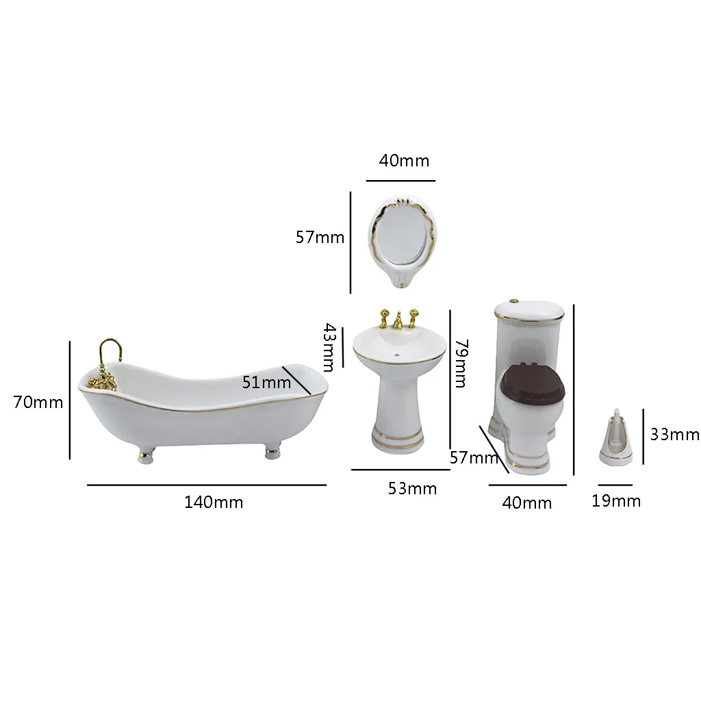 1:12 Кукольный домик миниатюрная мебель сцена мини Bathroon Набор Модель игрушки Душ Ванна раковина флеш Туалет ролевые игры кукольные домики
