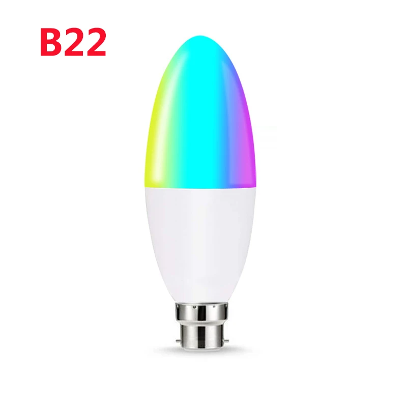 B22 Новая свеча лампа 6 Вт E14 E27 B22 E26 светодиодный светильник RGB красочный светильник для люстры Светодиодный точечный светильник для дома светодиодный светильник ing для Alexa/Google - Комплект: B22