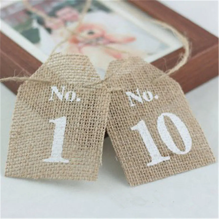 Rustic Jute 1-20 Table Numbers Burlap Wedding Table Centerpieces Vintage Country Wedding Decoration Chic Party Decor