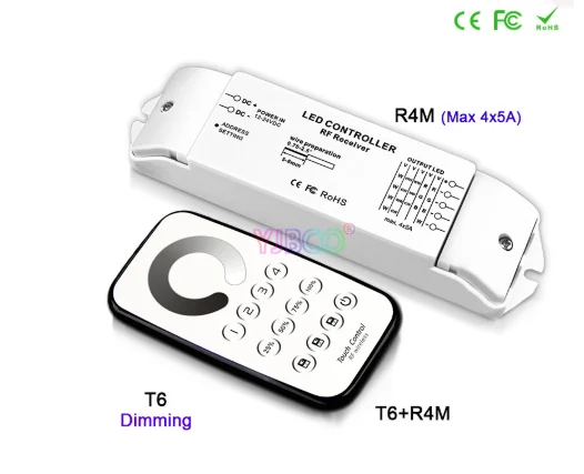 Bincolor DC12V-24V многозональное управление затемнением/CCT/RGBW Max 5x4A RF беспроводной пульт дистанционного управления+ приемник контроллер для светодиодной ленты светильник