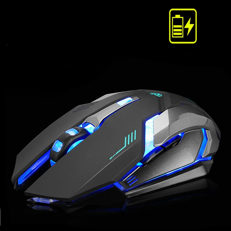 Игровая оптическая мышь USB Беспроводная/Проводная компьютерная портативная цветная мышь с подсветкой точность позиционирования перезаряжаемая литиевая батарея - Цвет: wireless Black
