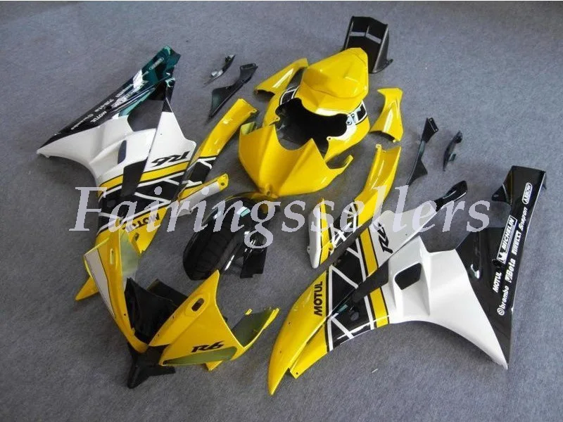 Новые ABS Пластиковые обтекатели подходят для Yamaha Обтекатели YZFR6 2006 2007 обтекатель кузова YZF R6 06 07 пользовательские желтый черный белый