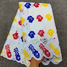 Африканский хлопковое кружево «швейцарская вуаль» ткани вышивка в швейцарской одежде Дубаи стиль кружева материалы 5 ярдов для платья