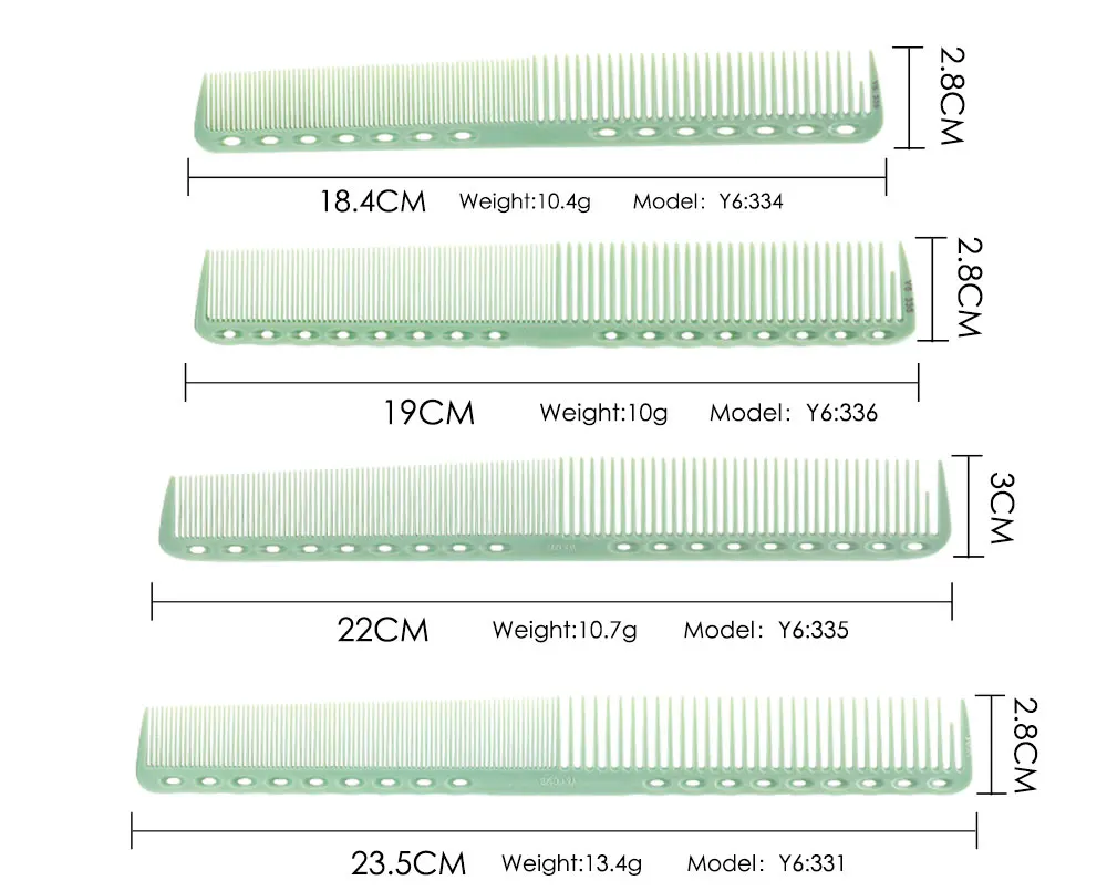 10 типов профессиональных парикмахерские для Стрижки гребень серии Y6 хвост расческа ABS Материал Укладка волос расческа зеленого цвета