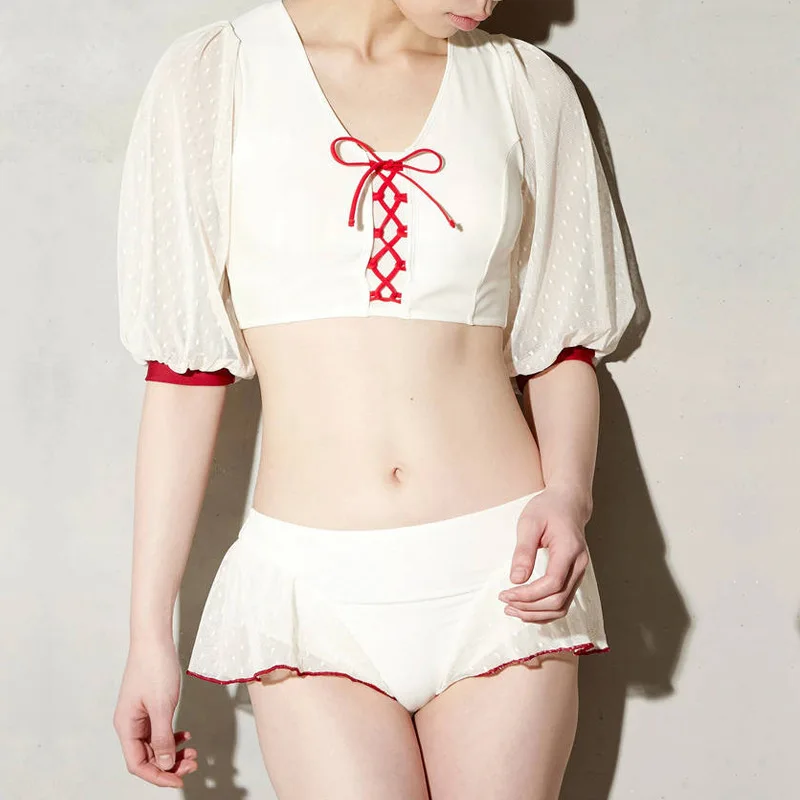 

Gauze Polka Dot Bandage Cloth Backless Online Celebrity Style Europe And America Japanese-style Sukumizu Triangular Hot Springs