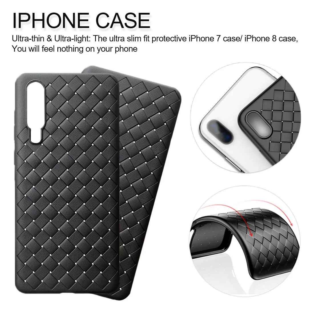 

Luxury Braided Soft Case For iPhone XS Max XR X 10 Case Grid Weaving Silicone Full Phone Cover For iphone 7 8 6 6s Plus