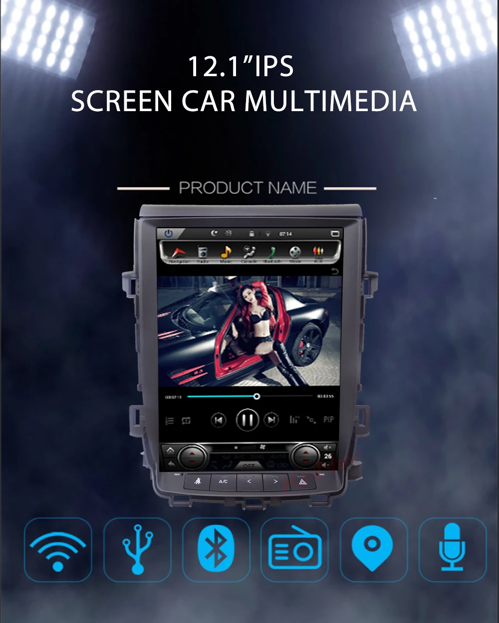 Excellent KiriNavi Vertical Screen Tesla Style Android 7.1 12.1" Car Radio For Toyota Alphard Car Dvd Multimedia GPS Navigation 2007-2013 0