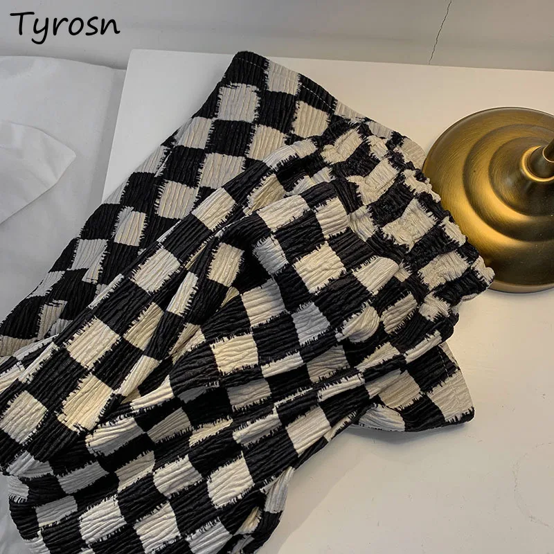 

Checkerboard Plaid Skirts Mid Calf Autumn Winter Fashion Vintage All Match Streetwear Korean Style Faldas Daily Retro A Line New