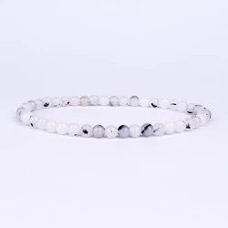 Mini Energy Charm Bracelet with Natural Stone Beads - Yoga Healing Jewelry for Women and Men, Best Friend Gift (Crazy Agate)