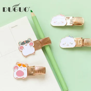 

DUGUO cute stationery Japanese hand account metal pen insert hand book notebook creative modeling spring pen holder kawaii