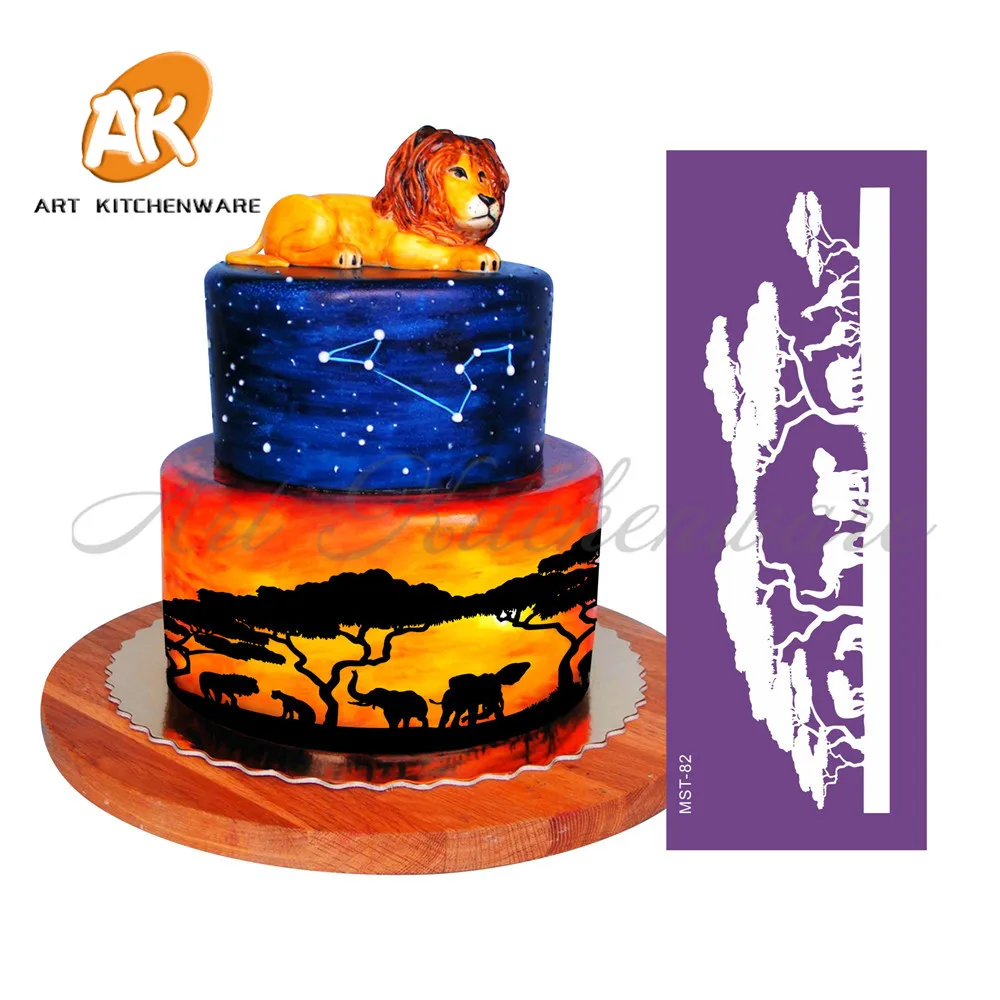 Джунгли животных кружева дизайн торт трафарет ткань сетки трафареты свадебный