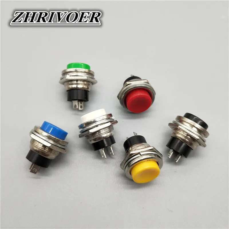 

6Pcs 16mm DS-212 Momentary Push Button Switch 2Pin 6A/125V
