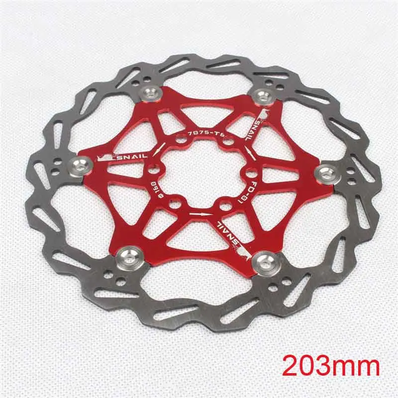 red 203mm Велосипедный Дисковый Тормоз MTB DH тормозной поплавок плавающие дисковые роторы 160 мм/180 мм/203 мм Hydreaulic тормозные колодки поплавок роторы запчасти для велосипеда - Цвет: red 203mm