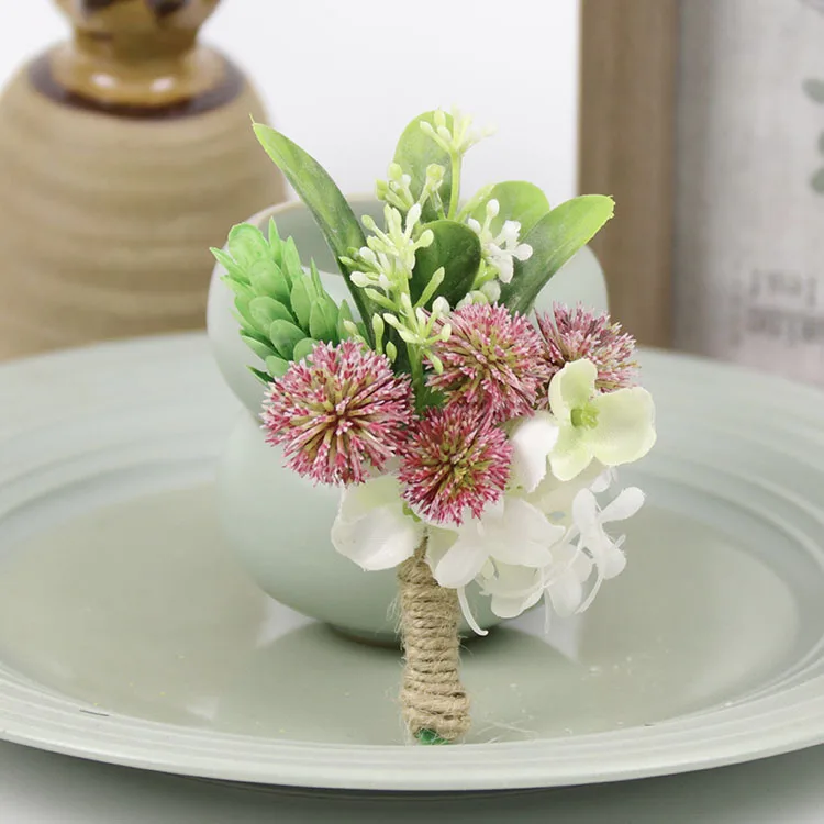 boutonniere-E Йо Чо искусственный цветок свадебный бутоньерка Мужская бутоньерка, жених Бутоньерка Свадебный корсаж на запястье Шелковая Роза украшение для свадьбы планировщик цветок - Цвет: boutonniere-E