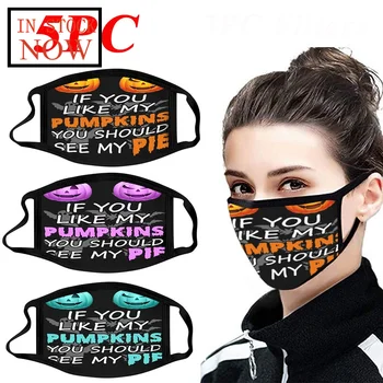 

5PC Adult Fashion Halloween Print Windproof Fog Haze Protective Cotton Mask Face Mask Mondkapjes Wasbaar Masque De Protection