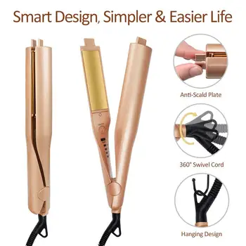

New Professional Hair Straightener 2 in 1 curling Iron Golden Ceramic Tourmaline Ionic Flat Iron Hair Straightenr Styling Tools