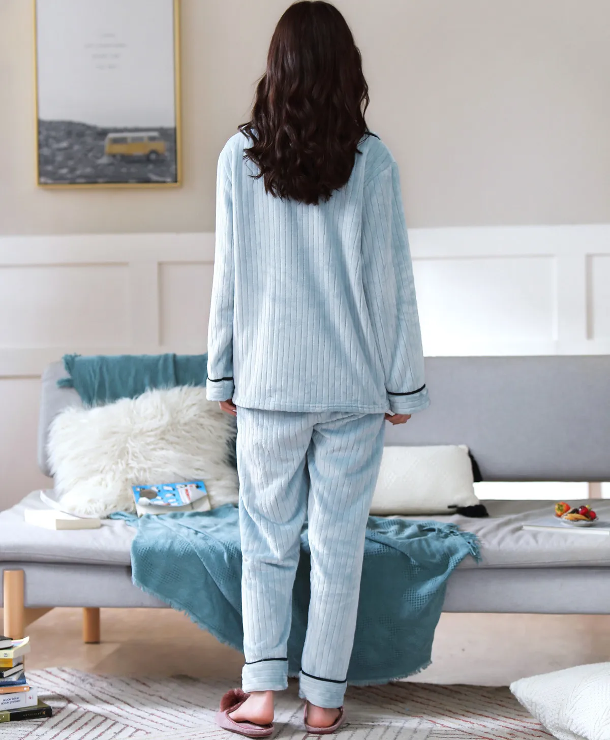 cute pajamas for women 2 Pieces Winter Women Thicken Warm Soft Pajamas Female Flannel Pajamas Set Mujer Long Sleeve Sleepwear for Girls Ladies Pyjamas cute pjs