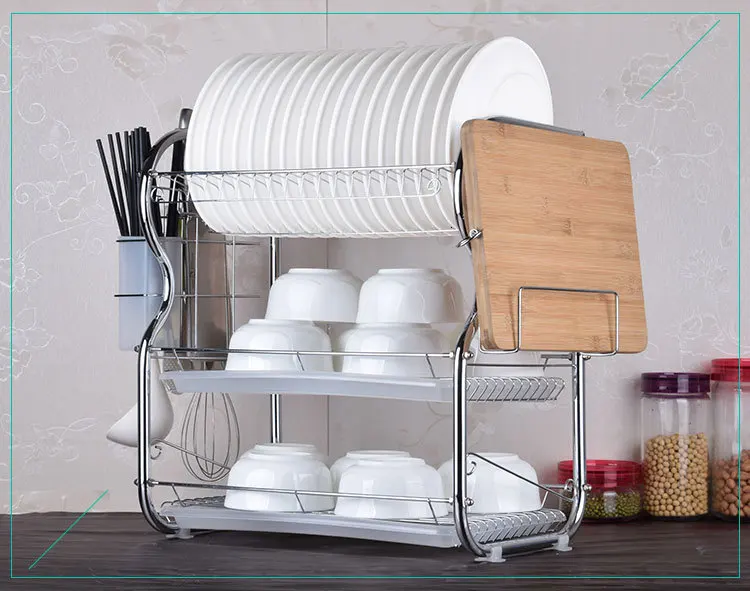 Three layer cupboard rack, kitchen shelf, hanging tray box, household porcelain chopsticks storage box