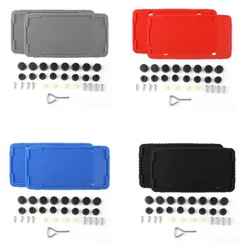 

Car Modification Rust-proof Silicone License Plate Frame Rattle-proof Weatherproof with Stainless Steel Screw High-grade