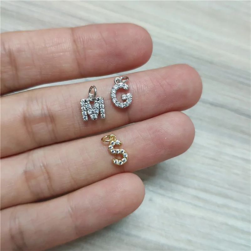 

tiny white cubic zircon cz initial alphabet 26 letters name charm pendant for personalized birthday wedding jewelry gift making