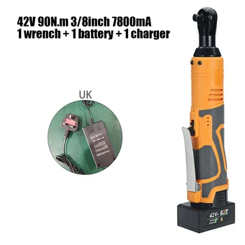 

42V 90N.m 3/8Inch 7800mA Orange Electric Cordless Ratchet 350RPM Right Angle Wrench With Battery Charger