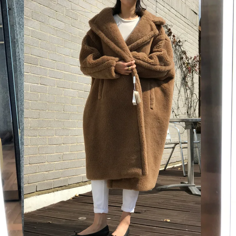 SuperAen/Новинка года; зимние шерстяные пальто в Корейском стиле для женщин; модные повседневные теплые шерстяные пальто; женская однотонная одежда - Цвет: camel
