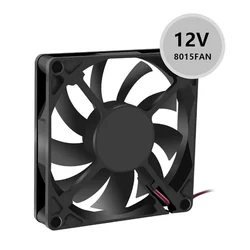 Ventilateur de refroidissement sans balais 12V, 80x80x15mm, 2 broches DC 8015, boîtier de refroidissement pour ordinateur, CPU, radiateur 