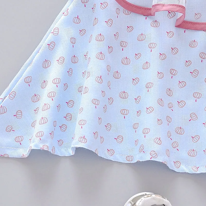 Милый Пуловер с бантом, Размеры S/M/L/XL, Повседневная модная летняя одежда с круглым вырезом для маленьких девочек, милая сетка для принта без рукавов с бантом, платье принцессы