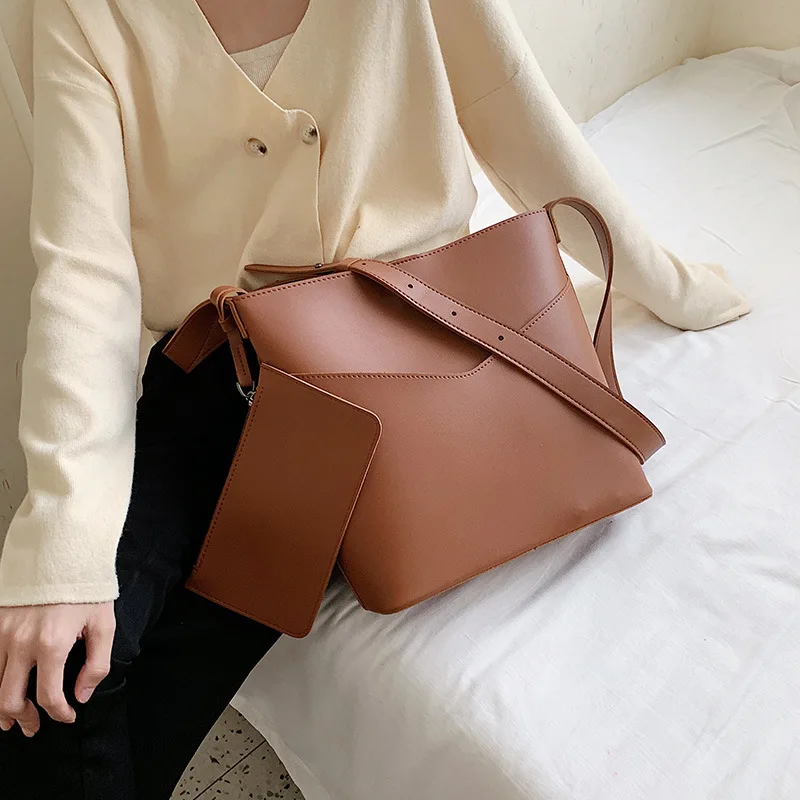 

Bag WOMEN'S Bag New Style 2019 Korean-style Simple Fashion Shoulder Bag Versatile Large-Volume Students Bucket Shoulder Bag WOME