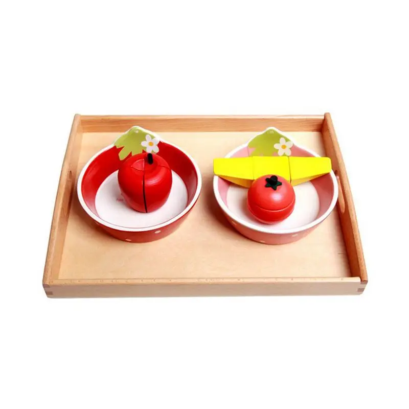 Promotion-Small Montessori Rectangle Tray Cubes Beads Toys Holder With Handle