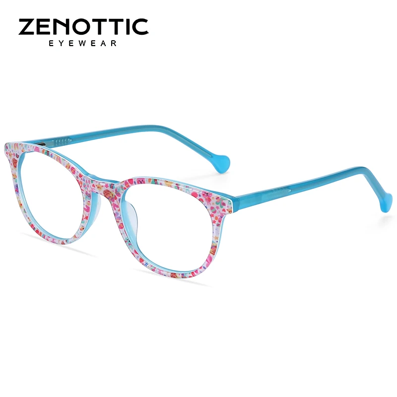 ZENOTTIC оптические очки для близорукости, оправа для девочек, розовая ацетатная модная оправа для очков, детские милые прозрачные оправы для очков, детские - Цвет оправы: 002