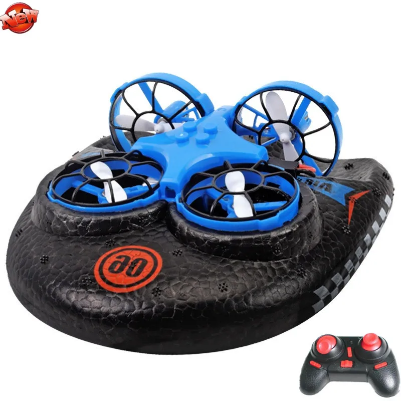 Multifunction Water Land Air 3 To 1 Electric Remote Control RC Hovercraft 2.4G High Speed Land/Water Driving Sky Fly RC Boat Toy