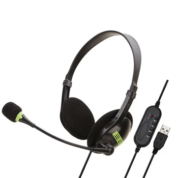 

Cell Phone Omnidirectional Microphone Super Bass Laptop Accessory Computer Headset 3D Surround Sound Call Center Wired USB 3.5mm