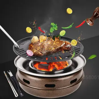 

Carbon oven barbecue stove charcoal barbecue stove household baking tray commercial round barbecue machine fried meat pot