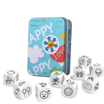 

1 Set Kids Telling Story Dice Metal Box English Rules Family Party Funny Imagine Education Toys For Children Learning Toy