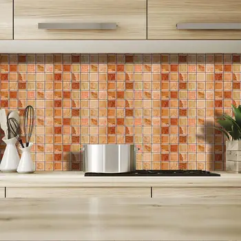 18pcs Tiles Wall Stickers Adhesive Waterproof Bathroom Kitchen Mosaic Decal