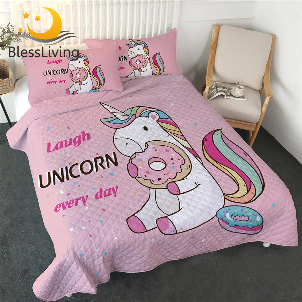 Blessliving Cute Unicorn Coverlet Set Queen 100 Microfiber