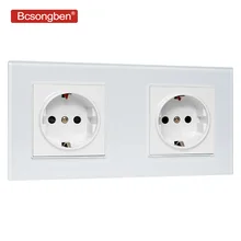 Bcsongben ЕС стандартная настенная розетка производитель 16A заземленная электрическая стенная розетка Хрустальная Стеклянная Панель AC 110~ 250 В