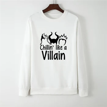 

Chillin' like a Villain Bluza Damska Kawaii Gothic Sweatshirt Full Sleeve Coat Pullover Fashion Maleficent Pattern Hoodies Women