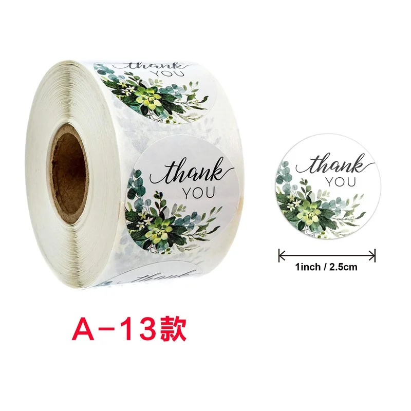Factory Direct 500pcs 25mm Circle Flowers Thank You Stickers for Gift Paper Sticker for Birthday Party Wedding Decoration