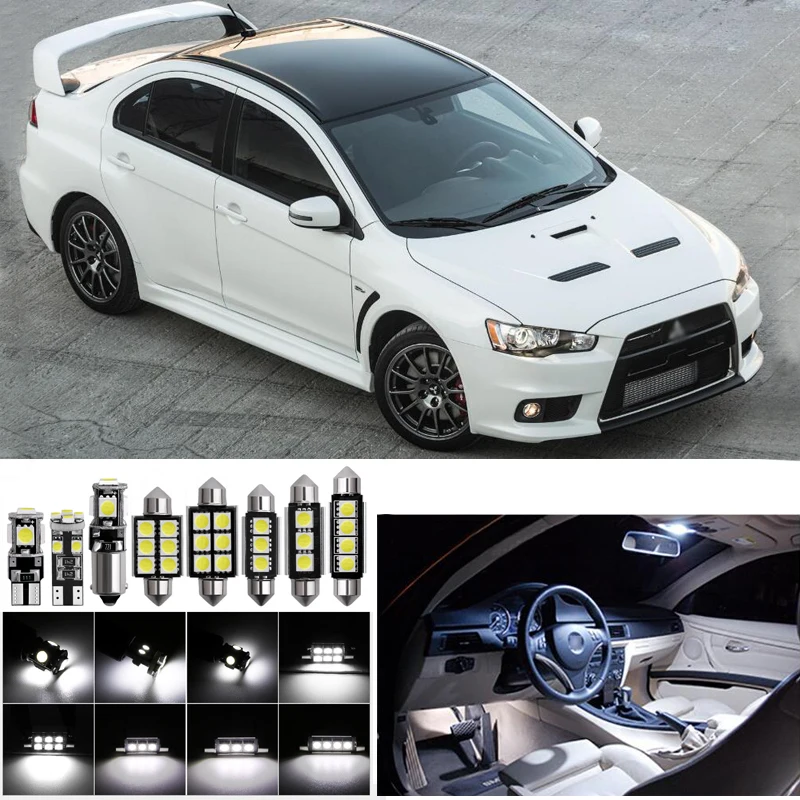 

Car LED Light Bulbs Interior Package Kit For Mitsubishi Lancer Evo 2007- Present Map Light Dome Light License Plate Light Trunk
