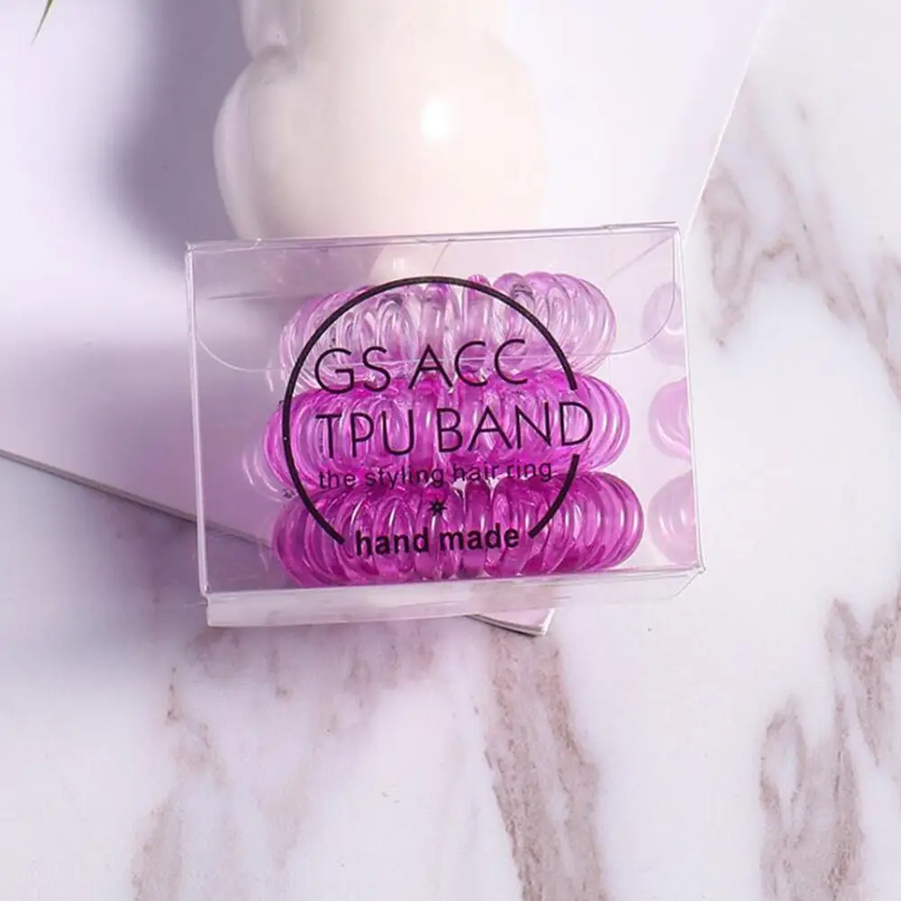 purple 3pcs Новое Поступление Женское кольцо для волос с коробкой резинка для волос женский бант аксессуары для волос карамельный цвет резинка - Цвет: purple 3pcs