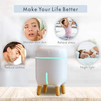 

Mini USB Spray Humidifier for Desktop Bedroom, Home Office, 7-Color LED Light, 240ML