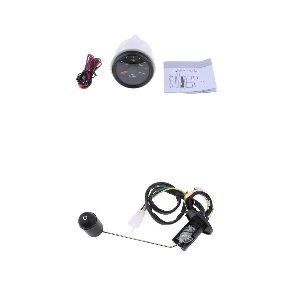  52mm Marine Boat Digital Fuel Level Meter Gauge With Fuel Sensor Kit Black