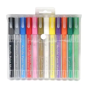 

12/28 Color Fine Tip Washable Acrylic Paint Markers for Ceramic Glass Kids Craft N0HC
